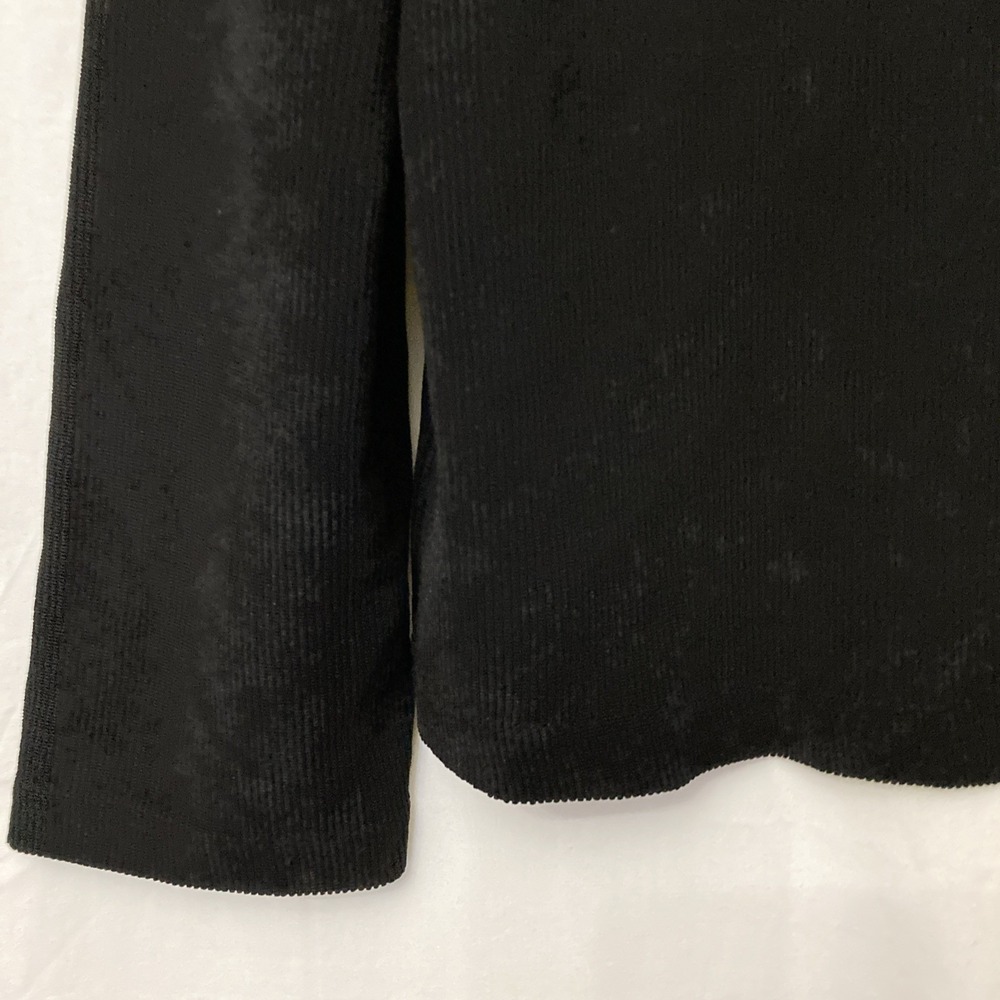 Private Edition by Chico's Black Ribbed Long Sleeve Stretchy Top‎ - SZ 2 (L/12) - Picture 2 of 11